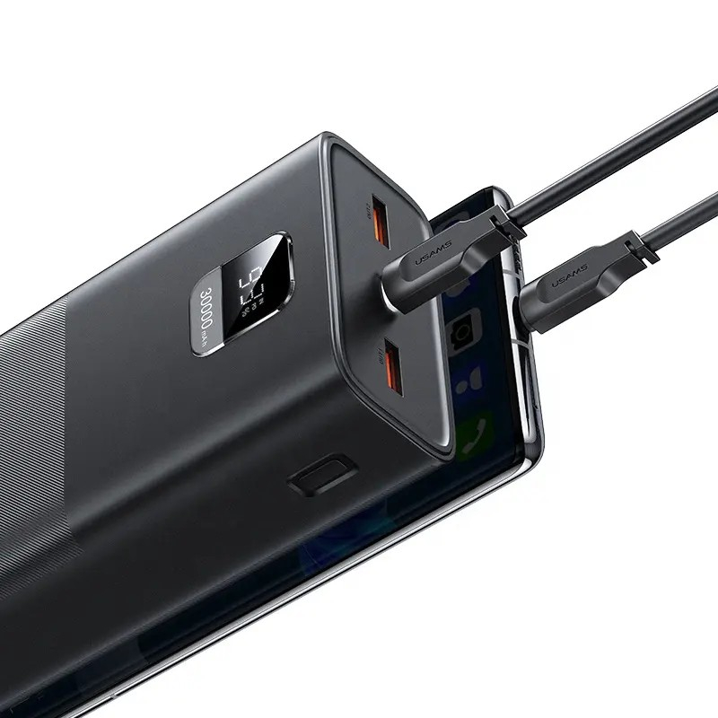 پاوربانک یوسمز مدل USAMS-AT SJ567 ظرفیت 30000 میلی آمپرساعت به همراه کابل تبدیل Usb C