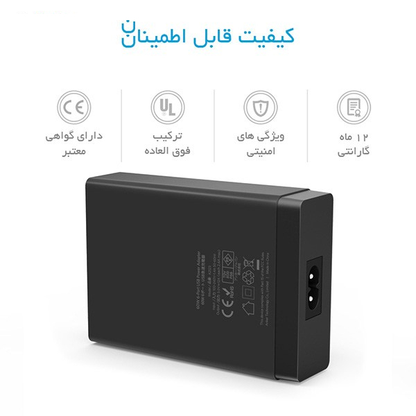 شارژر دیواری 60 وات 6 پورت انکر مدل A2123 Powerport 6