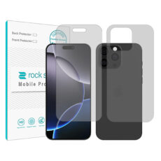 محافظ صفحه نمایش شفاف راک اسپیس مدل Resistant مناسب برای گوشی موبایل اپل iPhone 16 Pro Max به همراه محافظ پشت گوشی