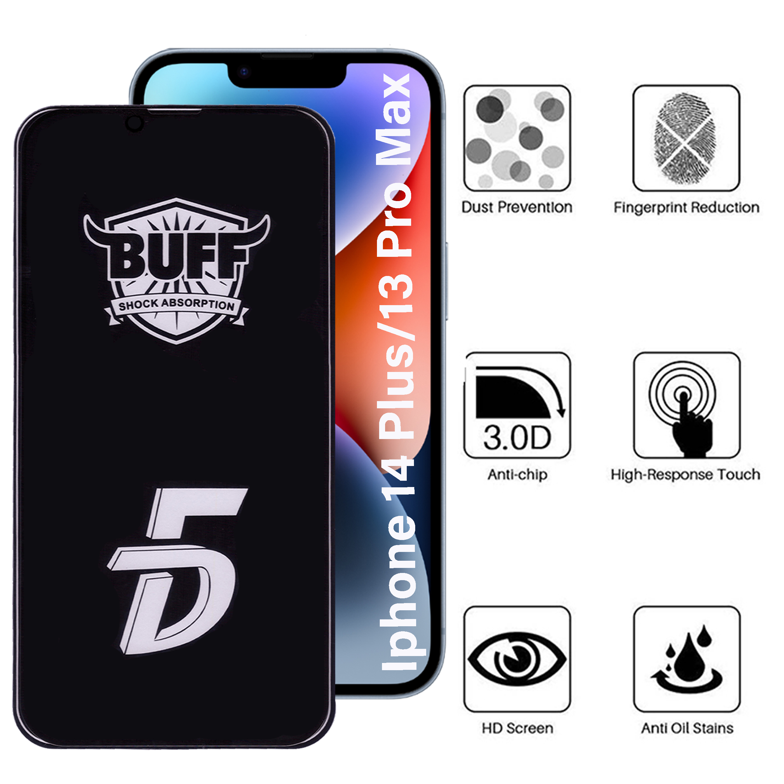 محافظ صفحه نمایش 5D بوف مدل F33-G مناسب برای گوشی موبایل اپل iPhone 14 Plus / iPhone 13 Pro Max