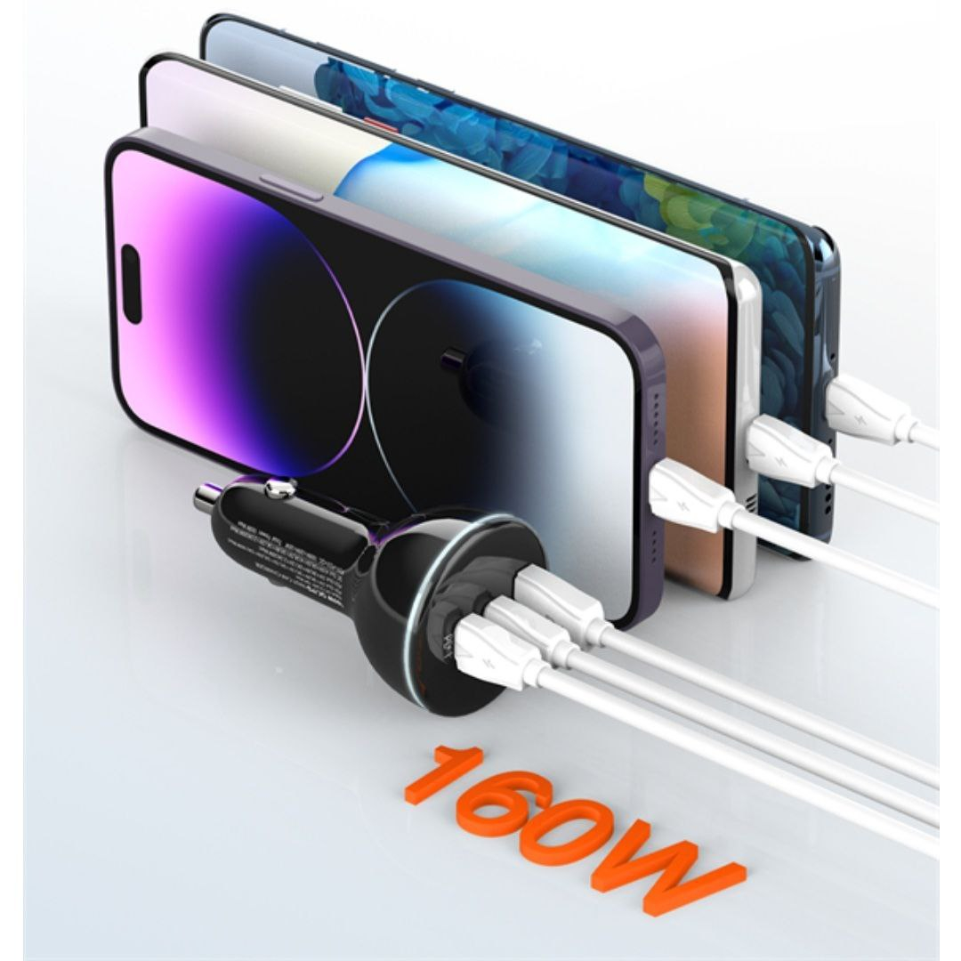 شارژر فندکی 160 وات الدینیو مدل ‌C102 به همراه کابل usb-C