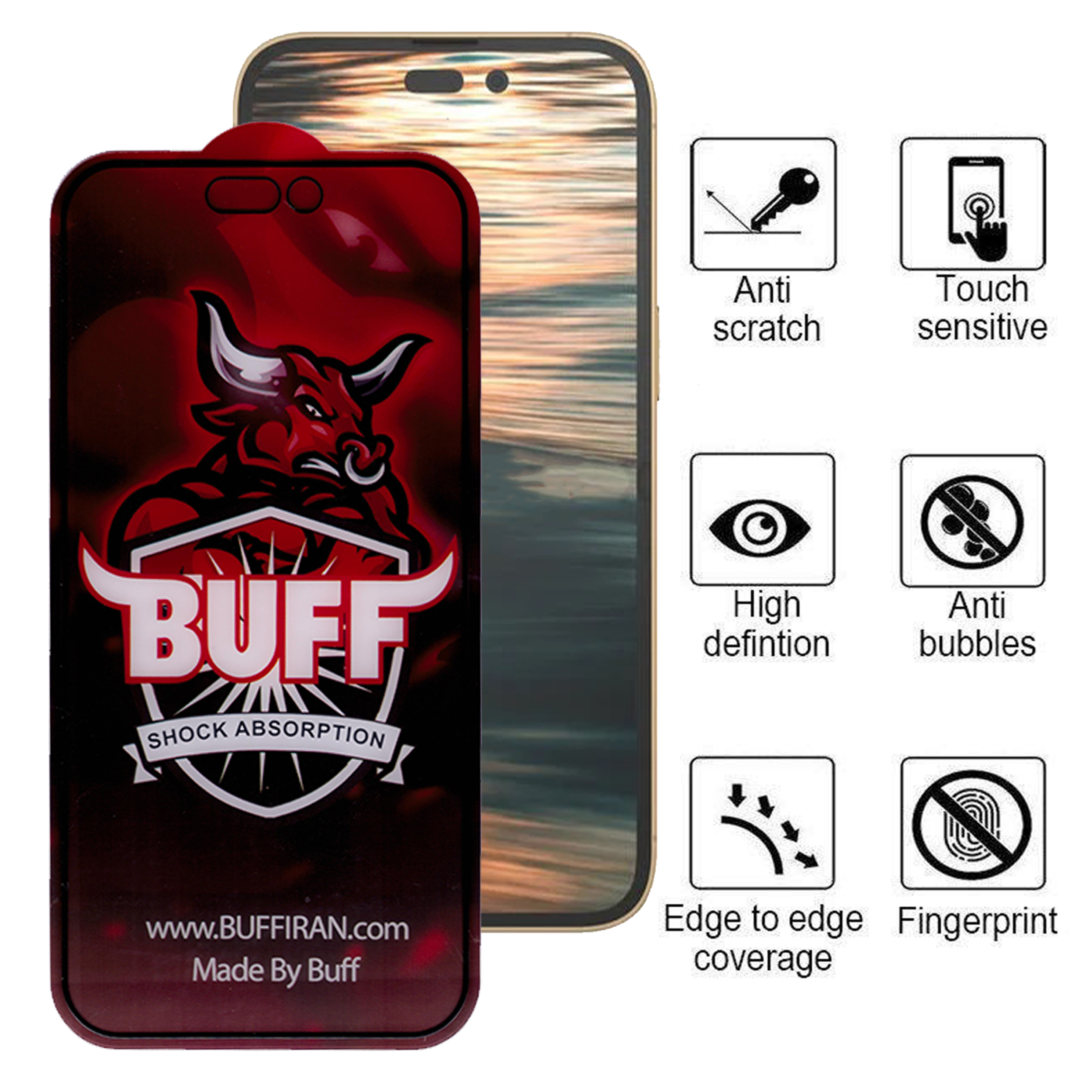 محافظ صفحه نمایش مات بوف مدل  5D -Pro مناسب برای گوشی موبایل اپل IPhone 14 Pro