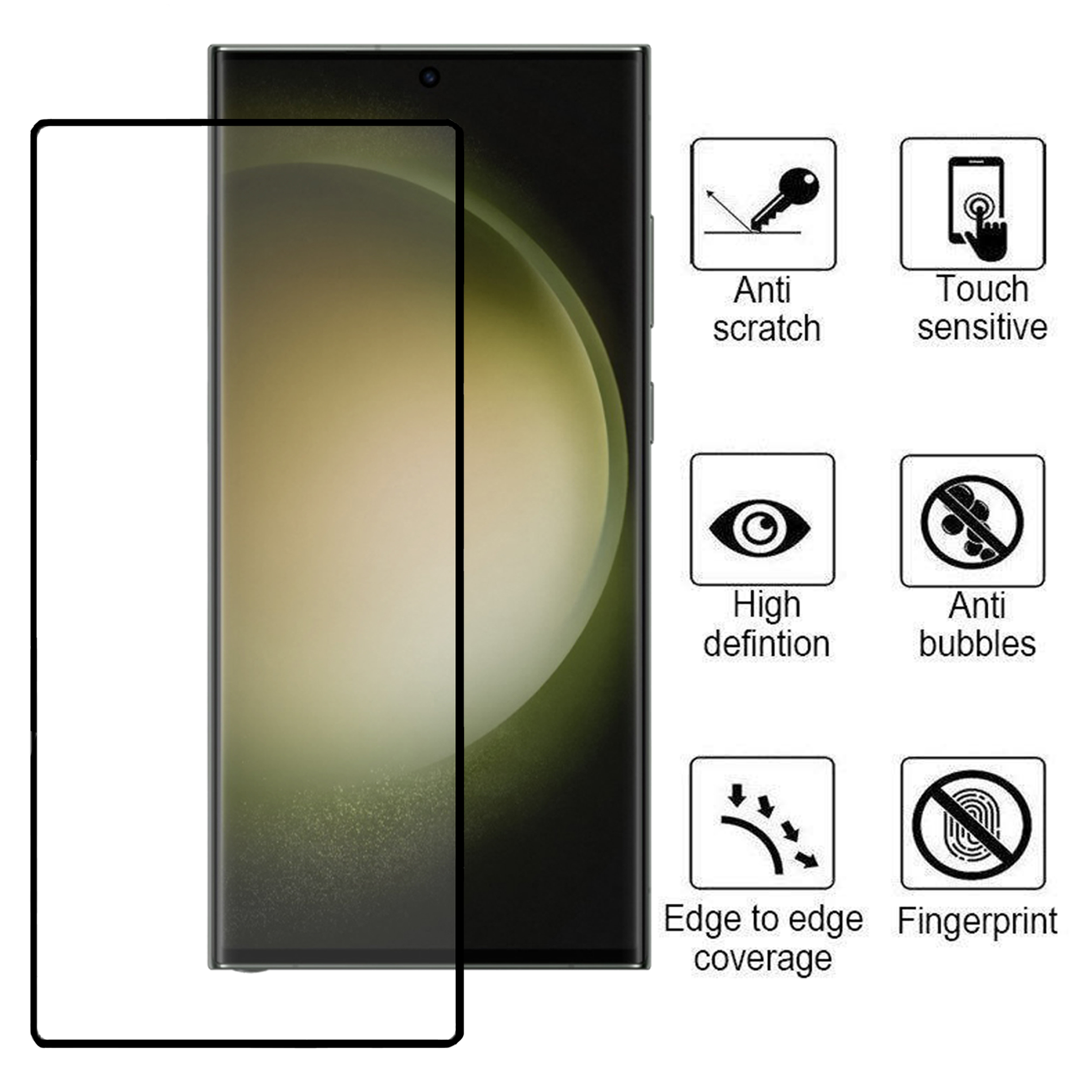 محافظ صفحه نمایش بوف مدل Full-Glue مناسب برای گوشی موبایل سامسونگ Galaxy S23 Ultra/S22 Ultra