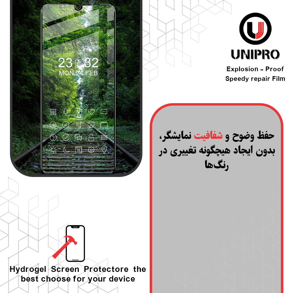 محافظ صفحه نمایش شفاف یونی پرو مدل Explosion Proof مناسب برای گوشی موبایل شیائومی Poco X7 Pro به همراه محافظ پشت گوشی