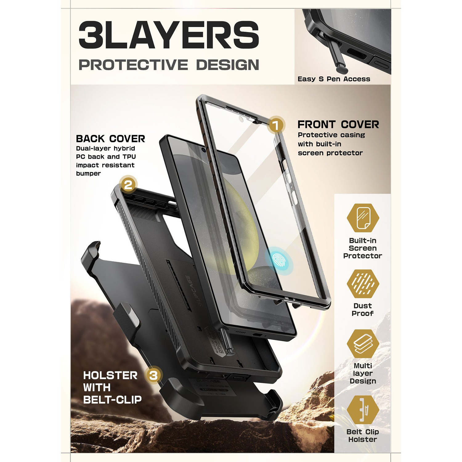 کاور ساپ کیس مدل Unicorn Beetle PRO Rugged مناسب برای گوشی موبایل سامسونگ Galaxy S25 Ultra