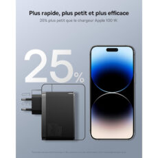 شارژر دیواری 160 وات بیسوس مدل GaN5 Pro 2C+U به همراه کابل تبدیل USB-C