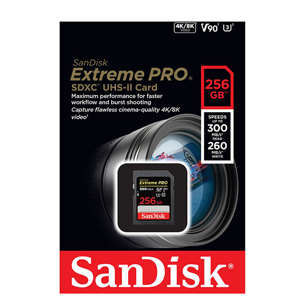 کارت حافظه SDXC سن دیسک مدل Extreme Pro  استاندارد UHS-II سرعت 300MBps ظرفیت 256 گیگابایت