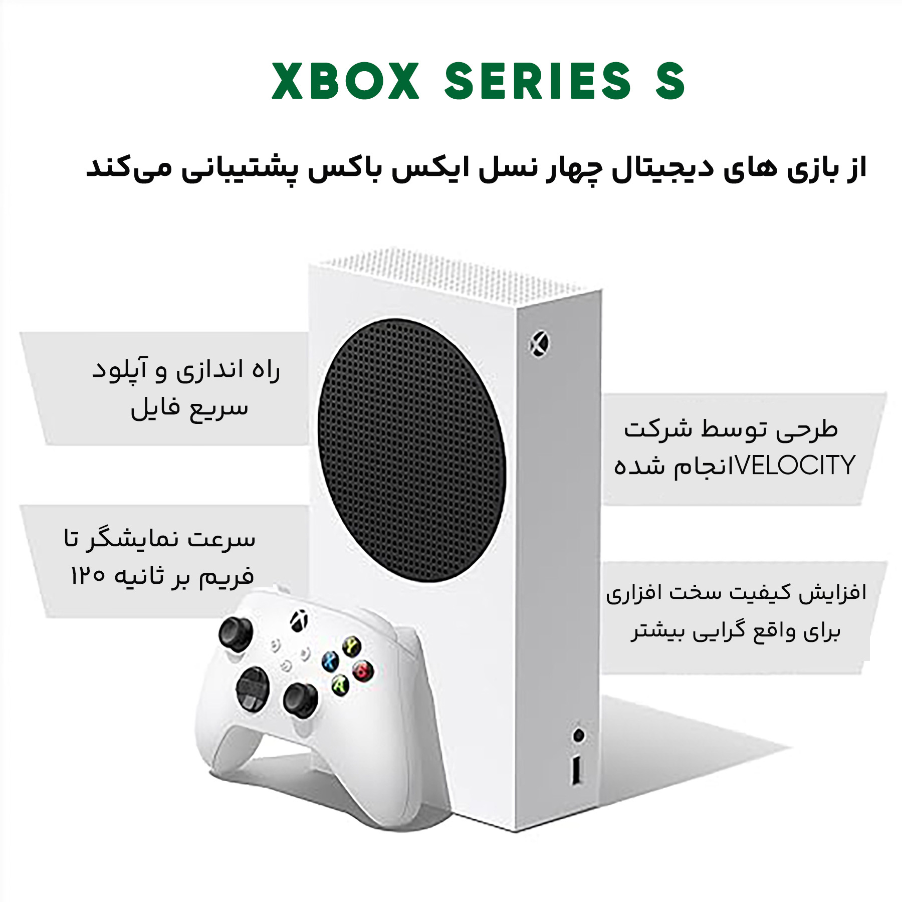 کنسول بازی مایکروسافت مدل XBOX SERIES S ظرفیت 512 گیگابایت به همراه کارت طلایی نصب بازی