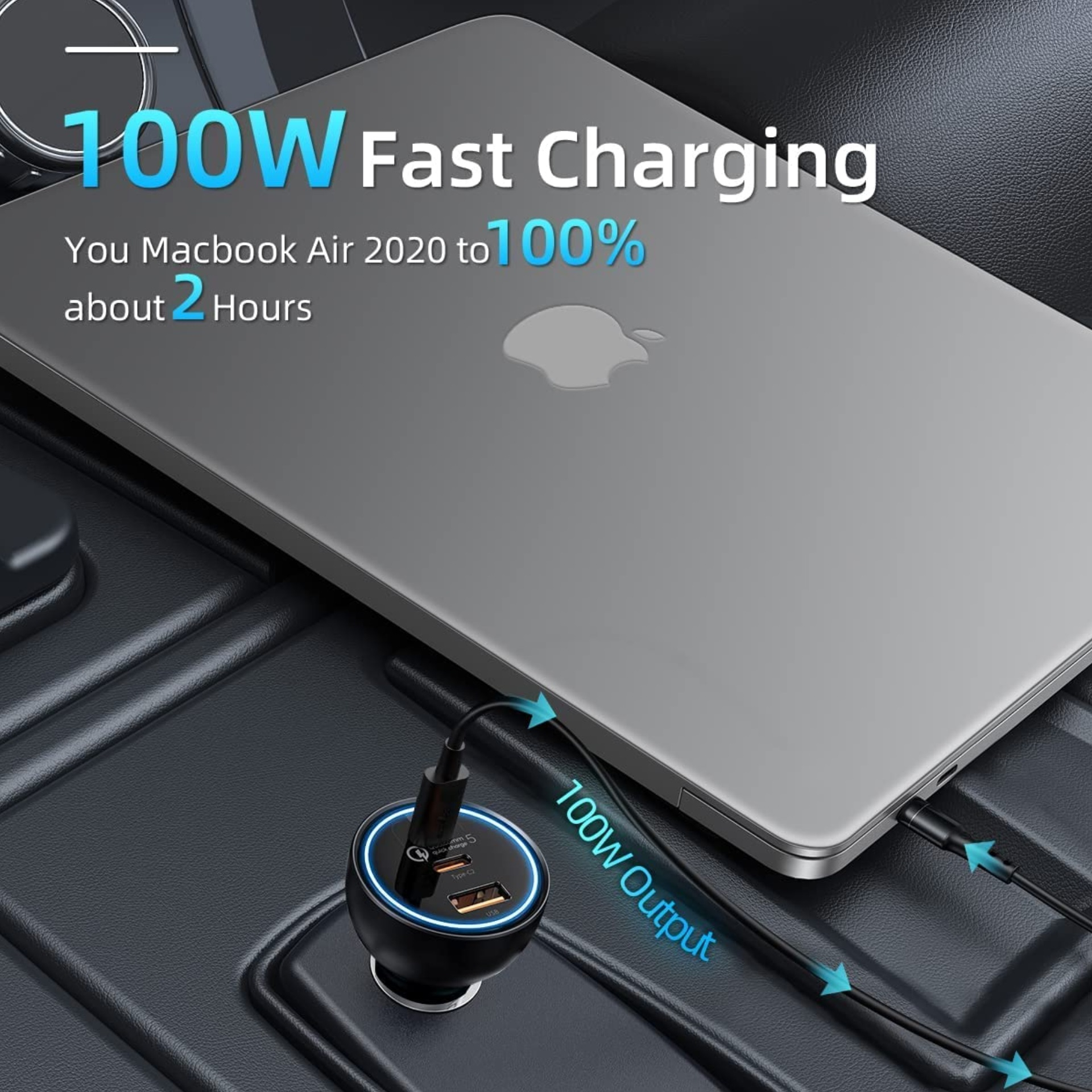 شارژر فندکی باسئوس مدل Multi-port Fast Charge 160W به همراه کابل تبدیل Usb-c