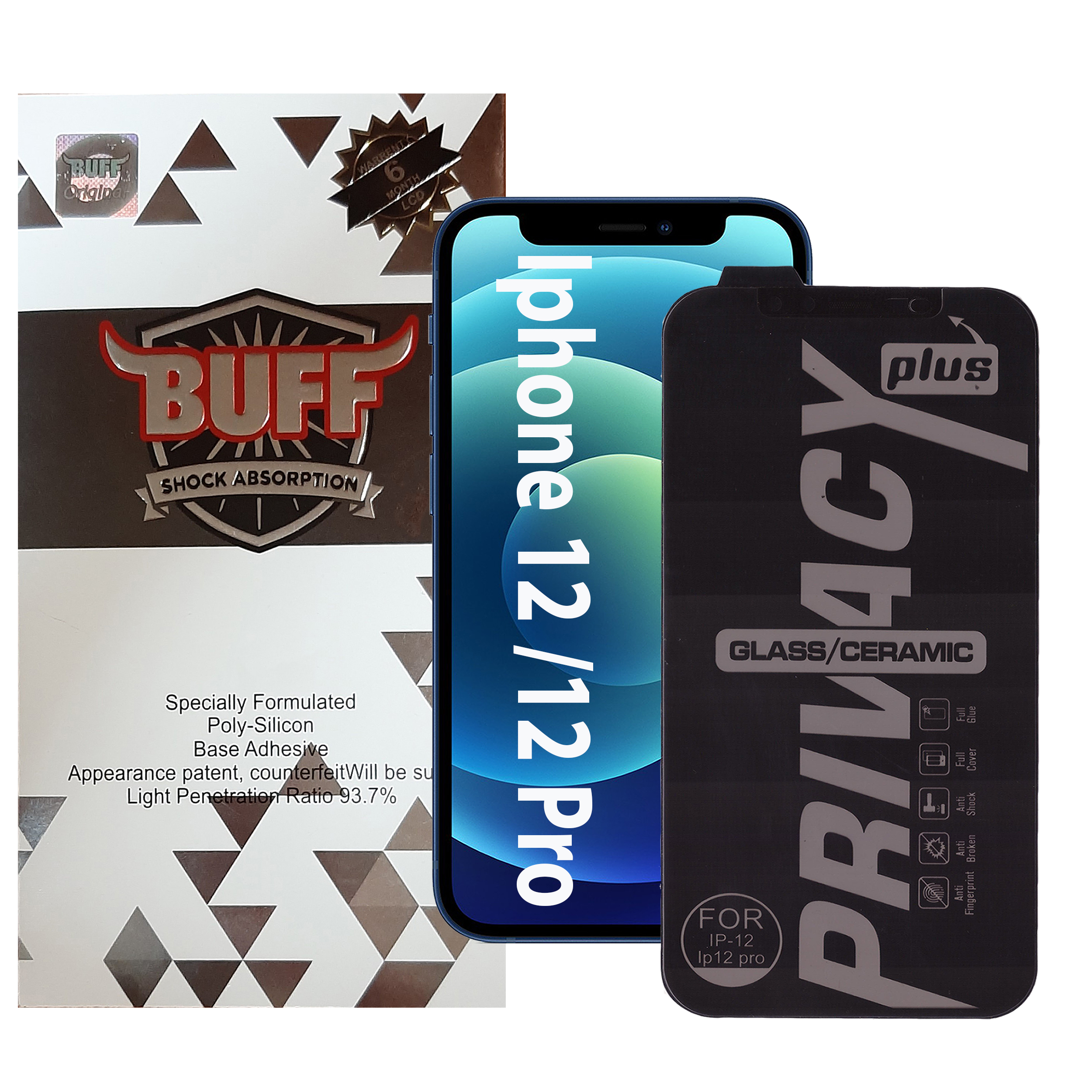 محافظ صفحه نمایش سرامیکی حریم شخصی بوف مدل ld مناسب برای گوشی موبایل اپل Iphone 12 / Iphone 12 Pro