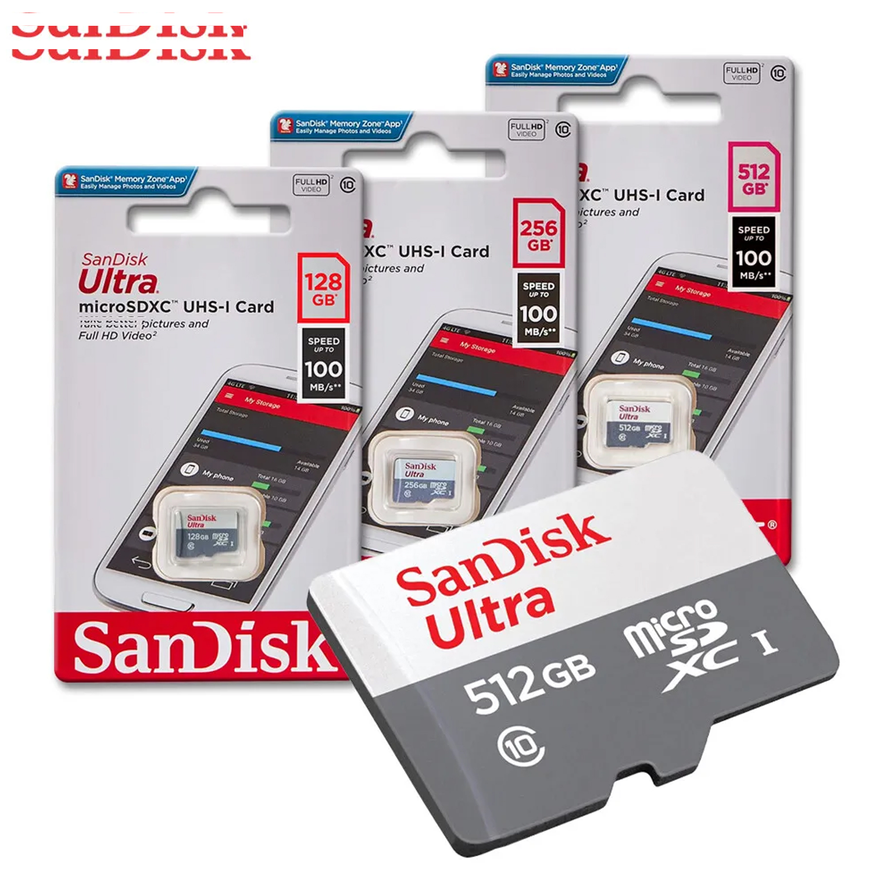 کارت حافظه microSDXC سن دیسک مدل Ultra کلاس 10 استاندارد UHS-I U1 سرعت 100MBps ظرفیت 512 گیگابایت