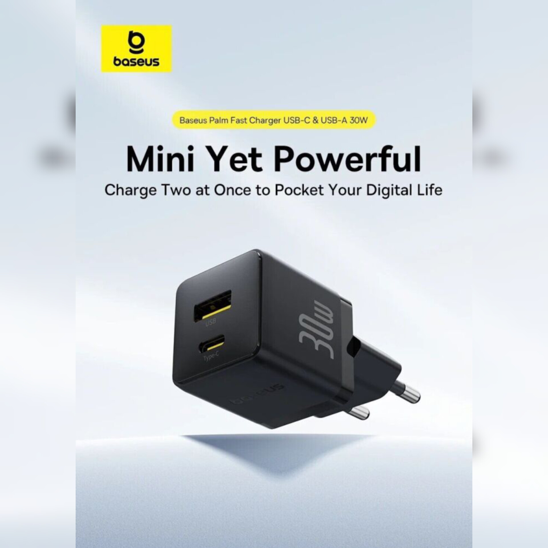 شارژر دیواری 30 وات بیسوس مدل Palm 30W به همراه کابل USB-C