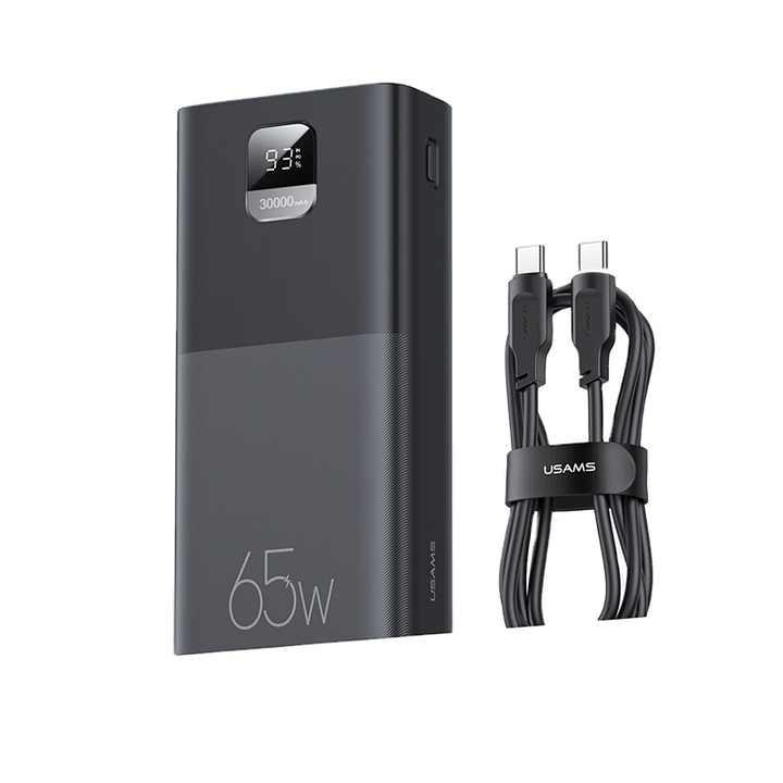 پاوربانک یوسمز مدل USAMS-AT SJ567 ظرفیت 30000 میلی آمپرساعت به همراه کابل تبدیل Usb C