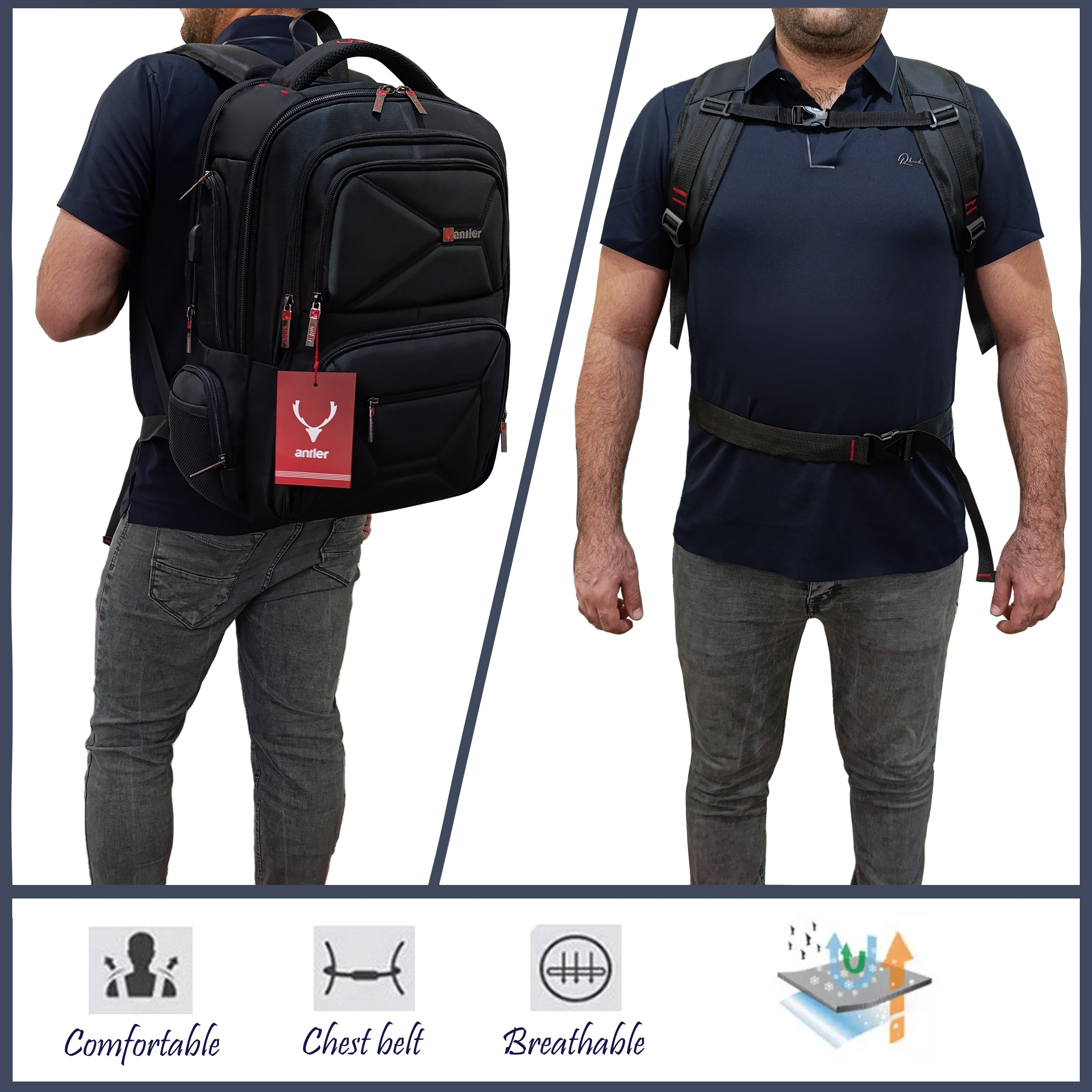 کوله پشتی لپ تاپ آنتلر مدل Monster S42 مناسب برای لپ تاپ 13 تا 17.5 اینچی