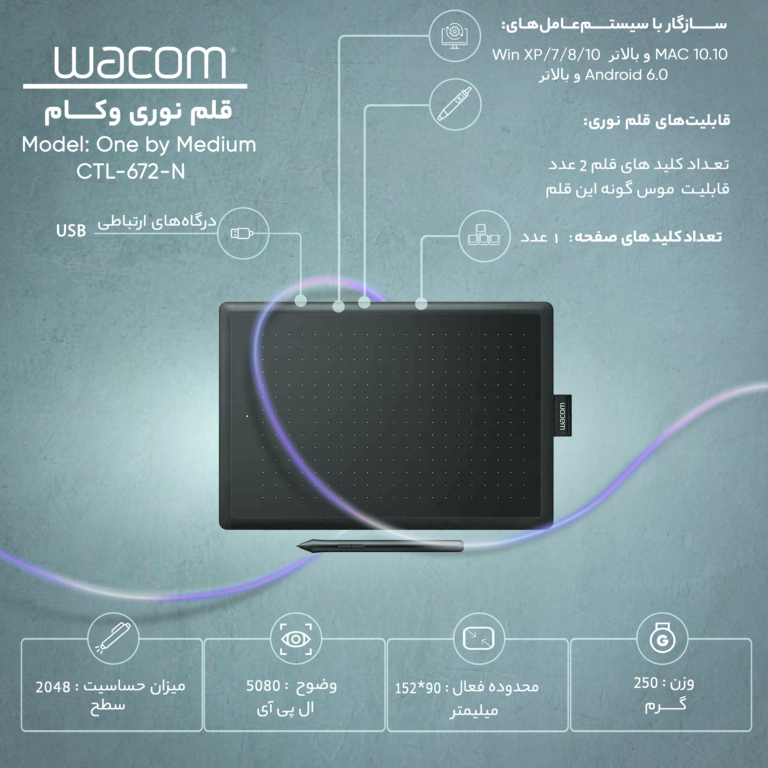 قلم نوری وکام مدل One by Medium CTL-672-N