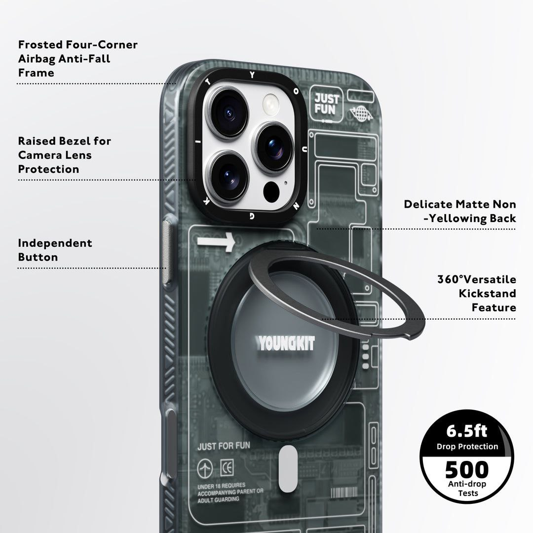 کاور یانگ کیت مدل Cyberpunk 360° Spin Magnetic Stand Case مناسب برای گوشی موبایل اپل iphone 16 promax