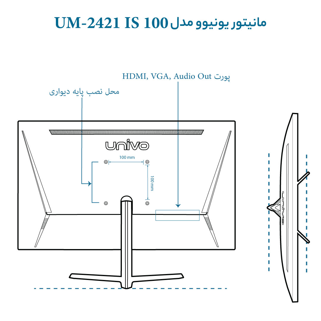 مانیتور یونیوو مدل UM-2421 IS 100 سایز 23.8 اینچ