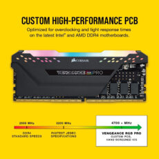 رم دسکتاپ DDR4 دو کاناله 3200 مگاهرتز CL16 کورسیر مدل VENGEANCE RGB PRO ظرفیت 16 گیگابایت