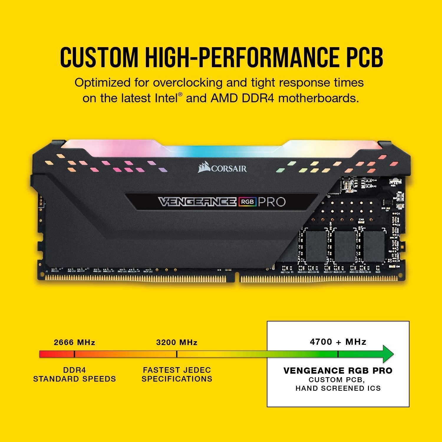 رم دسکتاپ DDR4 دو کاناله 3200 مگاهرتز CL16 کورسیر مدل VENGEANCE RGB PRO ظرفیت 16 گیگابایت