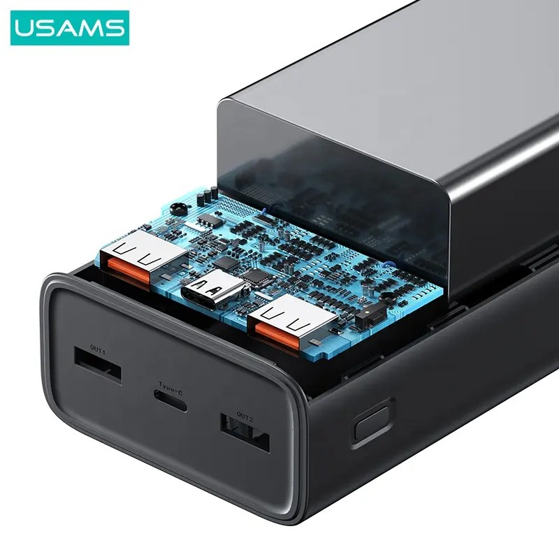 پاوربانک یوسمز مدل USAMS-AT SJ567 ظرفیت 30000 میلی آمپرساعت به همراه کابل تبدیل Usb C