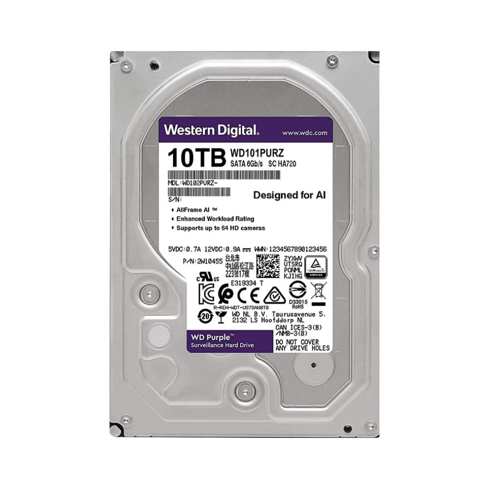 هارد دیسک وسترن دیجیتال مدل PURPLE WD100PURZ ظرفیت ۱۰ ترابایت