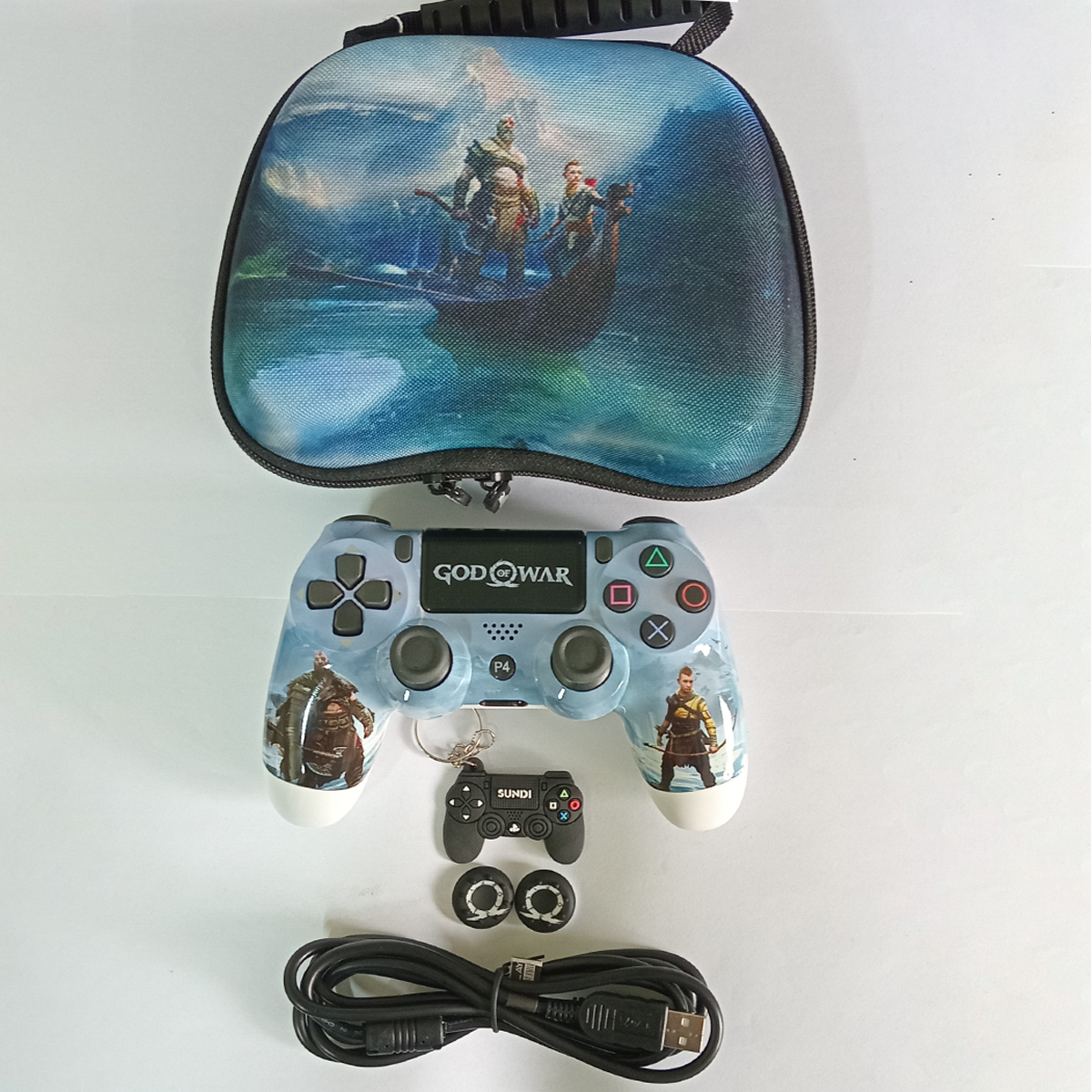 دسته بی سیم پلی استیشن 4  پلی ایکس مدل god of war به همراه کیف