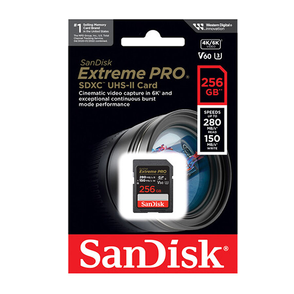 کارت حافظه SDXC سن دیسک مدل Extreme Pro V60 استاندارد UHS-II سرعت 280mbps ظرفیت 256 گیگابایت