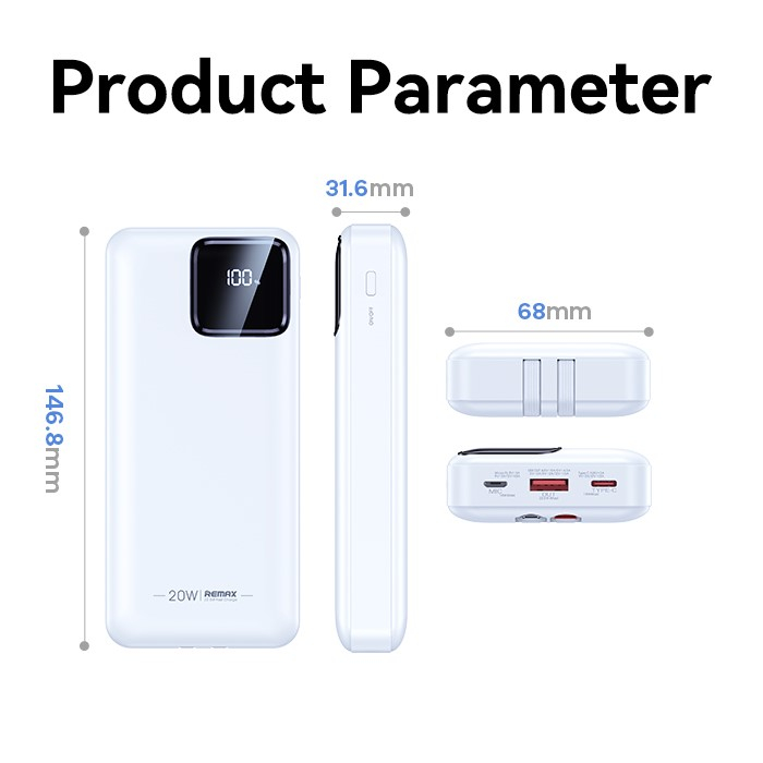 پاوربانک ریمکس مدل RPP-513 ظرفیت 20000 میلی آمپر ساعت