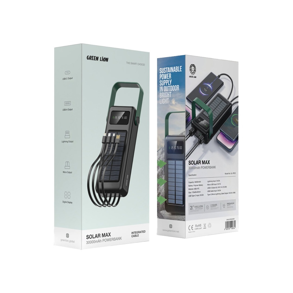 پاوربانک گرین لاین مدل SOLAR MAX ظرفیت 30000 میلی آمپر ساعت