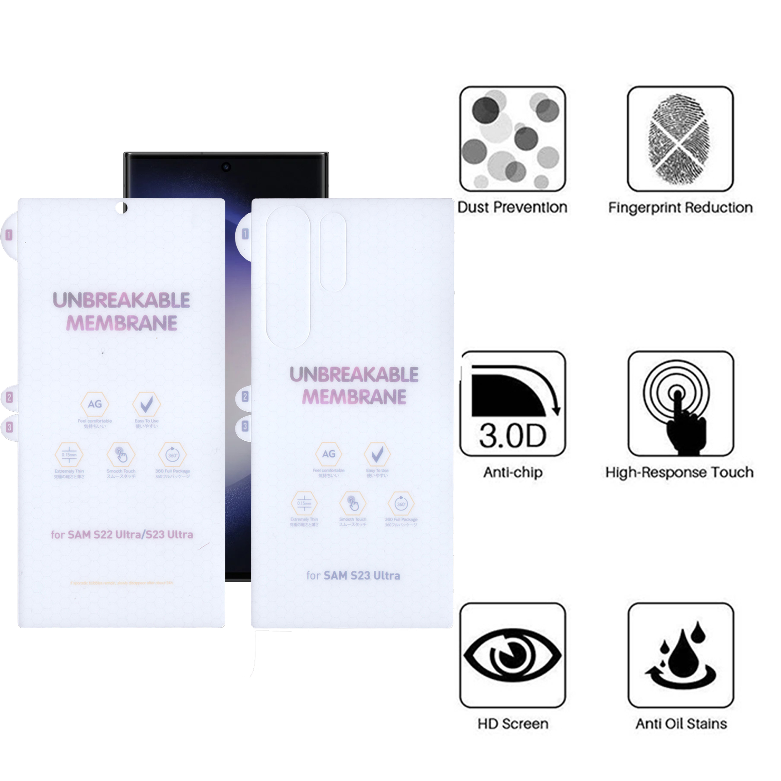 محافظ صفحه نمایش مات بوف مدل Hydrogel-Matte-G مناسب برای گوشی موبایل سامسونگ  Galaxy S23 Ultra به همراه محافظ پشت گوشی