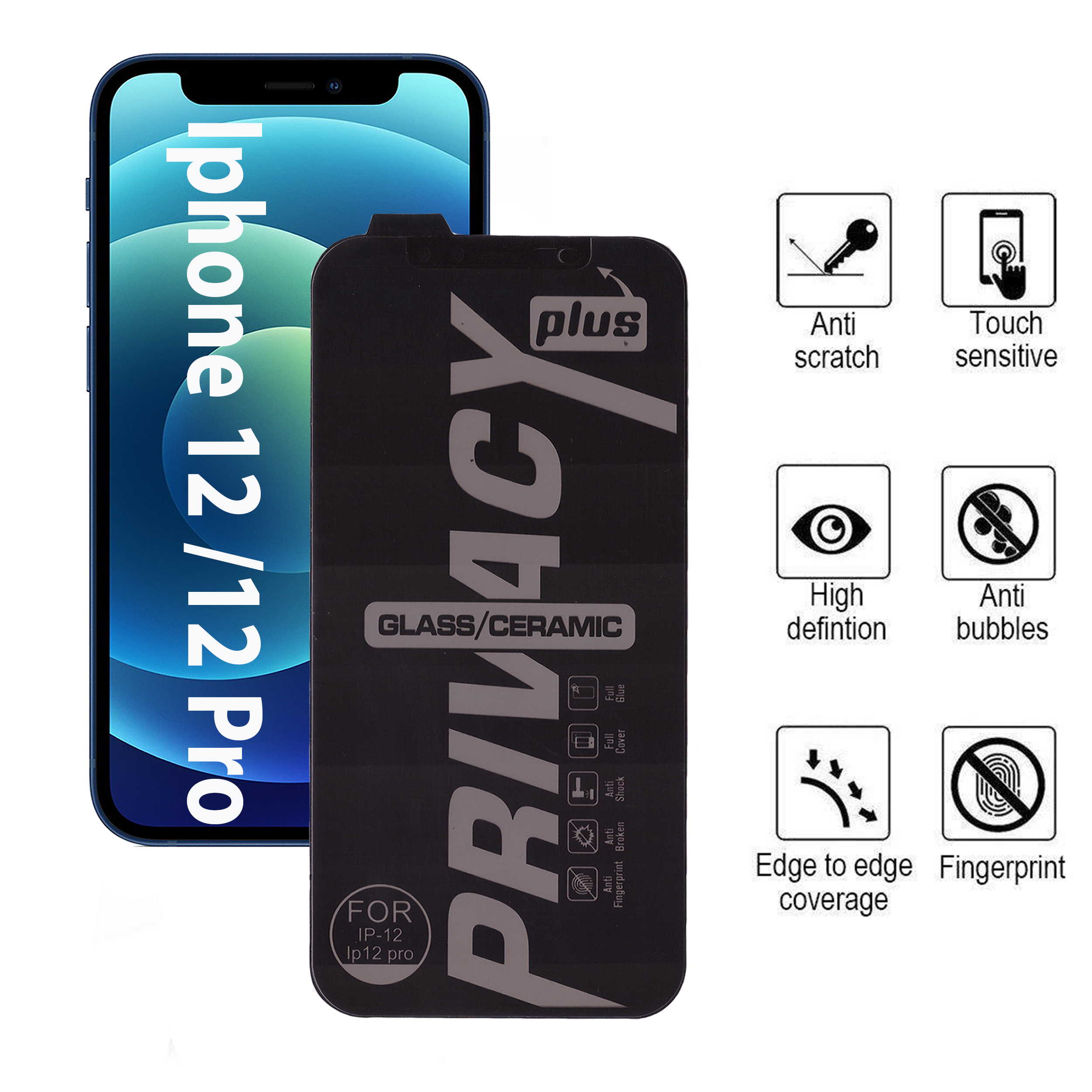 محافظ صفحه نمایش سرامیکی حریم شخصی بوف مدل shield مناسب برای گوشی موبایل اپل Iphone 12 / Iphone 12 Pro