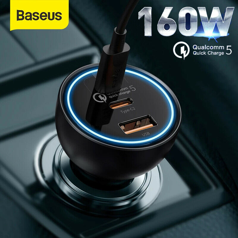 شارژر فندکی 100 وات باسئوس مدل TZCCZM-0G به همراه کابل USB-C