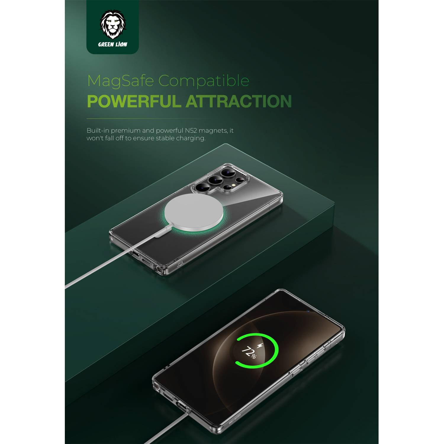 کاور گرین لاین مدل crystal clear magsafe مناسب برای گوشی موبایل سامسونگ Galaxy S25 Ultra