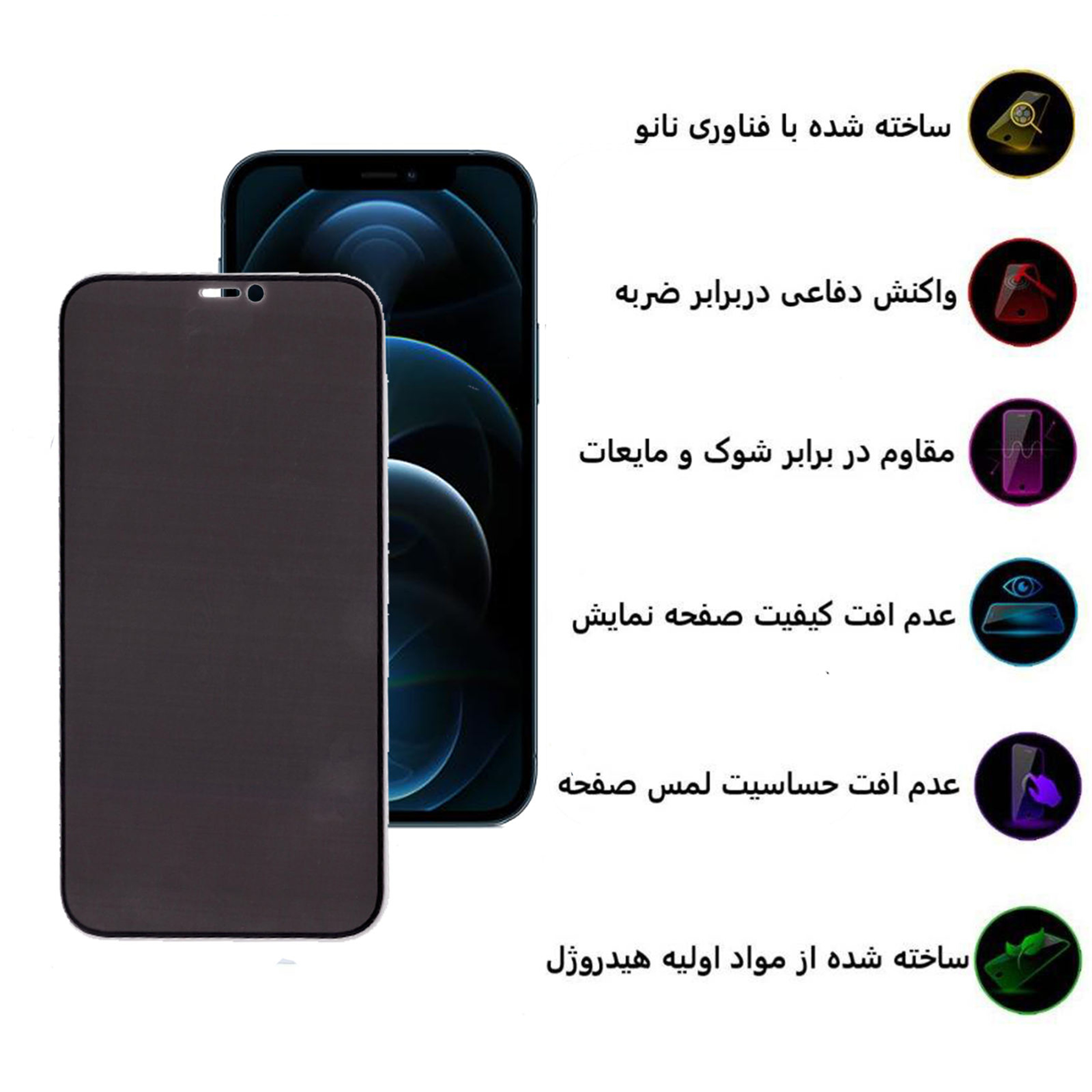 محافظ صفحه نمایش حریم شخصی بوف مدل CFPr9 مناسب برای گوشی موبایل اپل iphone 12 Pro