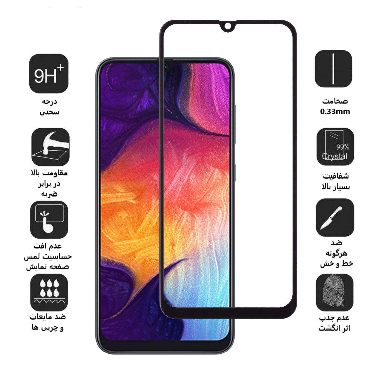 محافظ صفحه نمایش 5D بوف مدل F33 مناسب برای گوشی موبایل سامسونگ Galaxy A50/A50s/A30/A30s/A20/A31/M30/A40s