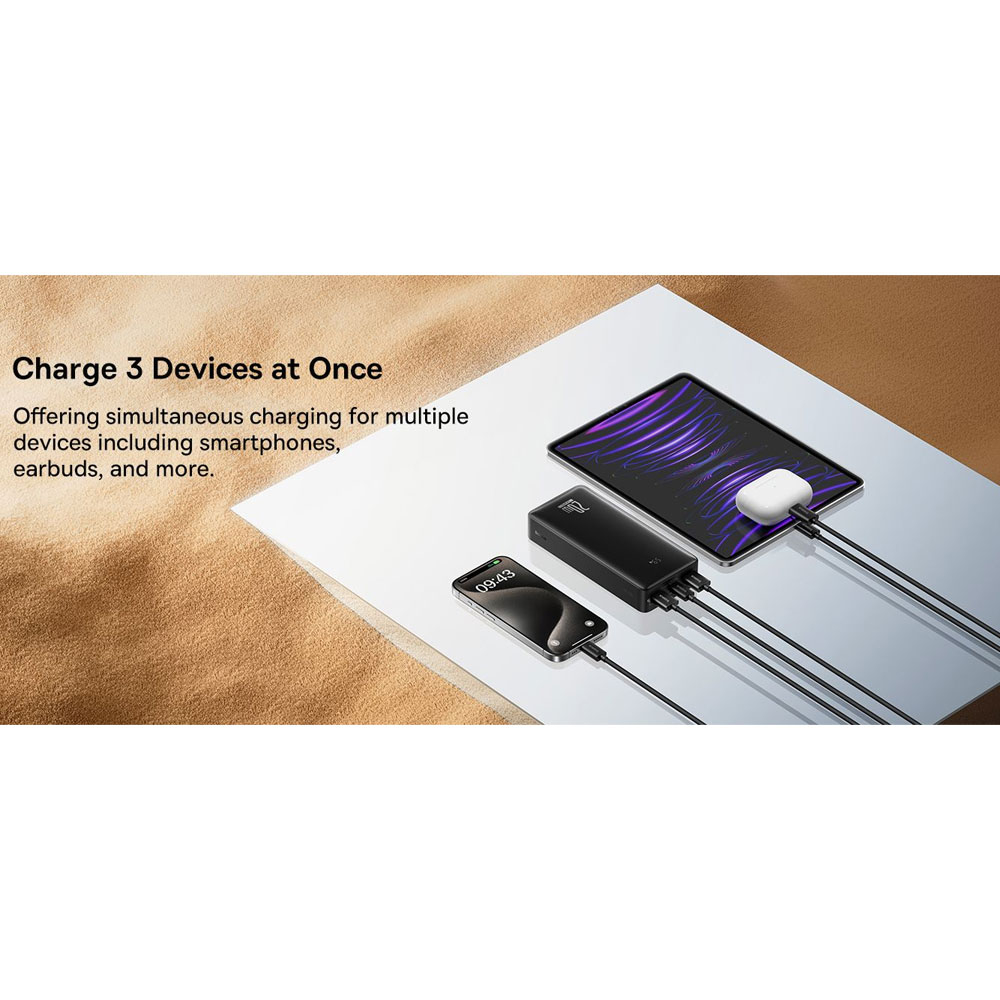 پاوربانک 20 وات باسئوس مدل LiFePO4 ظرفیت 18400 میلی آمپر ساعت به همراه کابل USB-C به USB-A