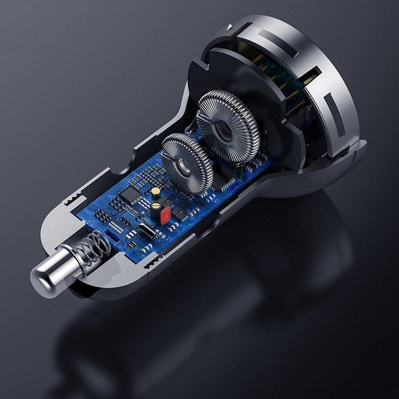 شارژر فندکی  باسئوس مدل Car Charger Suit-24W به همراه کابل تبدیل microUSB/ USB-C / لایتنینگ