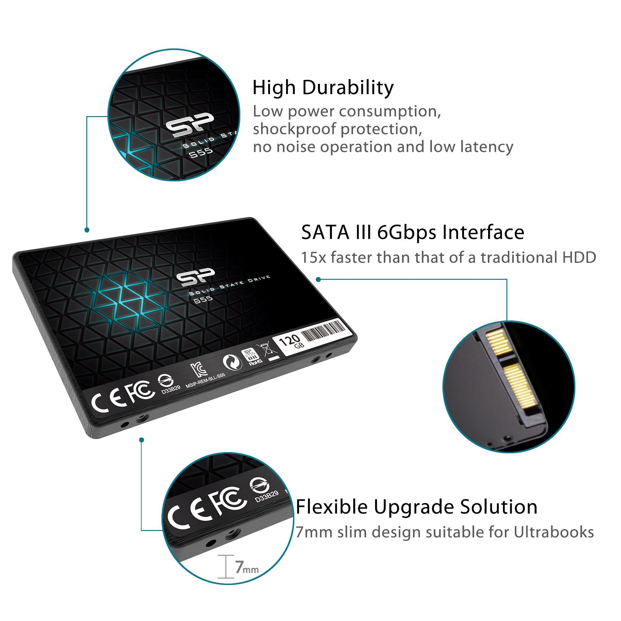 اس اس دی اینترنال سیلیکون پاور مدل Slim S55 ظرفیت 120 گیگابایت