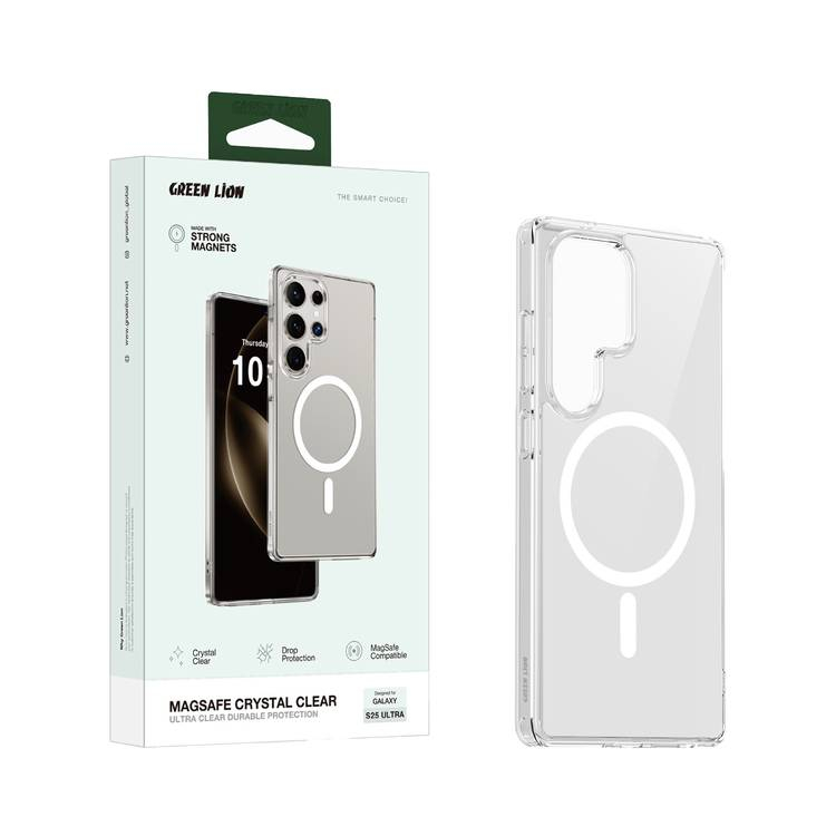 کاور گرین لاین مدل crystal clear magsafe مناسب برای گوشی موبایل سامسونگ Galaxy S25 Ultra