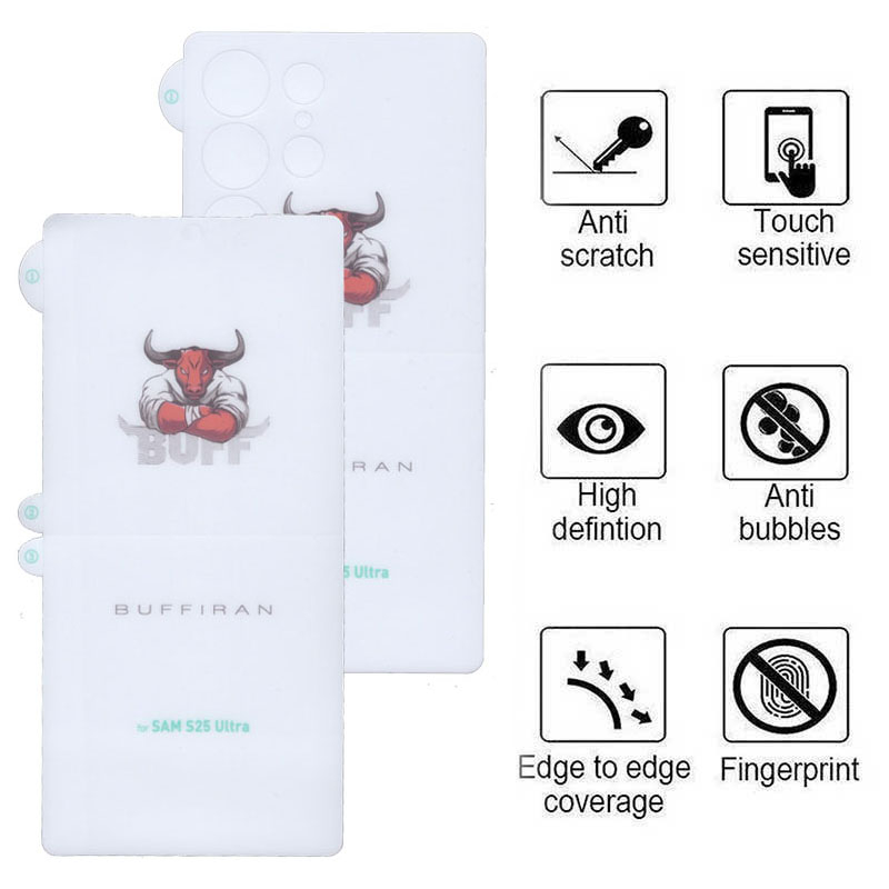 محافظ صفحه نمایش بوف مدل HydroBull مناسب برای گوشی موبایل سامسونگ Galaxy S25 Ultra به همراه محافظ پشت گوشی