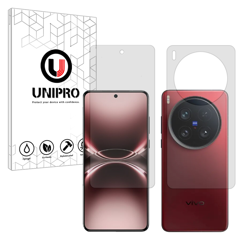 محافظ صفحه نمایش شفاف یونی پرو مدل Explosion Proof مناسب برای گوشی موبایل ویوو X200 Ultra به همراه محافظ پشت گوشی