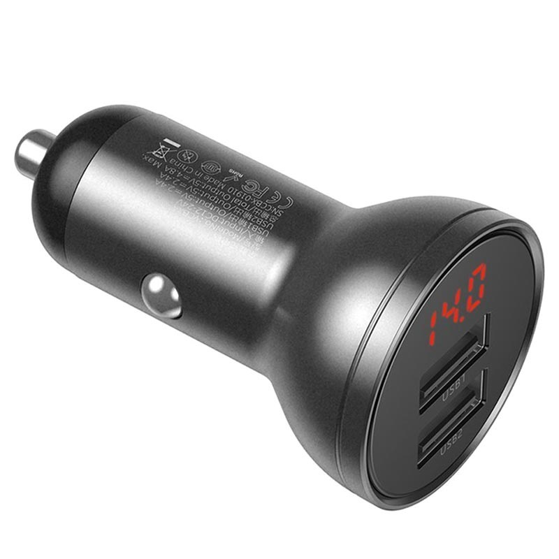 شارژر فندکی  باسئوس مدل Car Charger Suit-24W به همراه کابل تبدیل microUSB/ USB-C / لایتنینگ