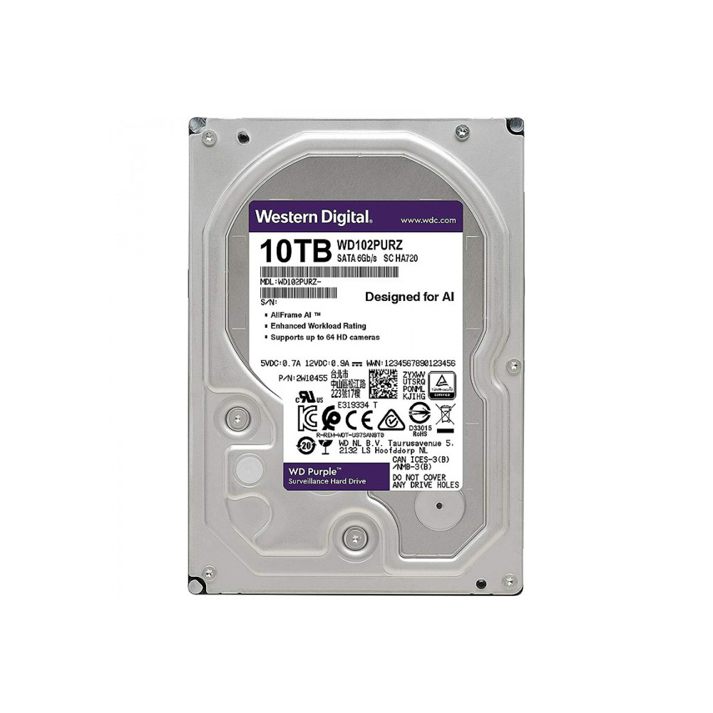 هارددیسک اینترنال وسترن دیجیتال مدل WD WD100PURZ ظرفیت 10 ترابایت