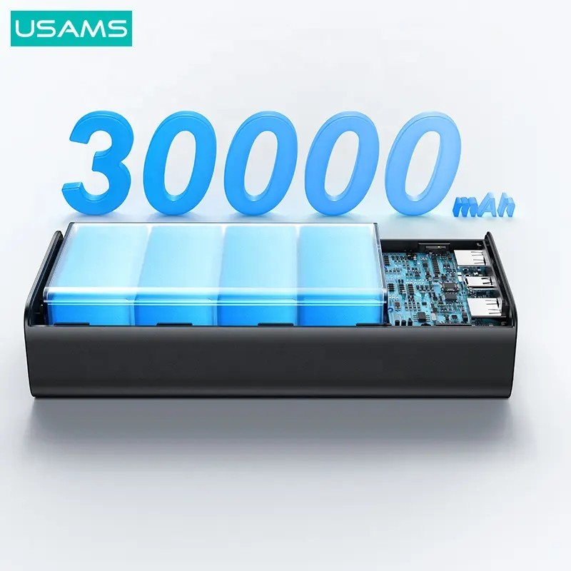 پاوربانک یوسمز مدل USAMS-AT SJ567 ظرفیت 30000 میلی آمپرساعت به همراه کابل تبدیل Usb C