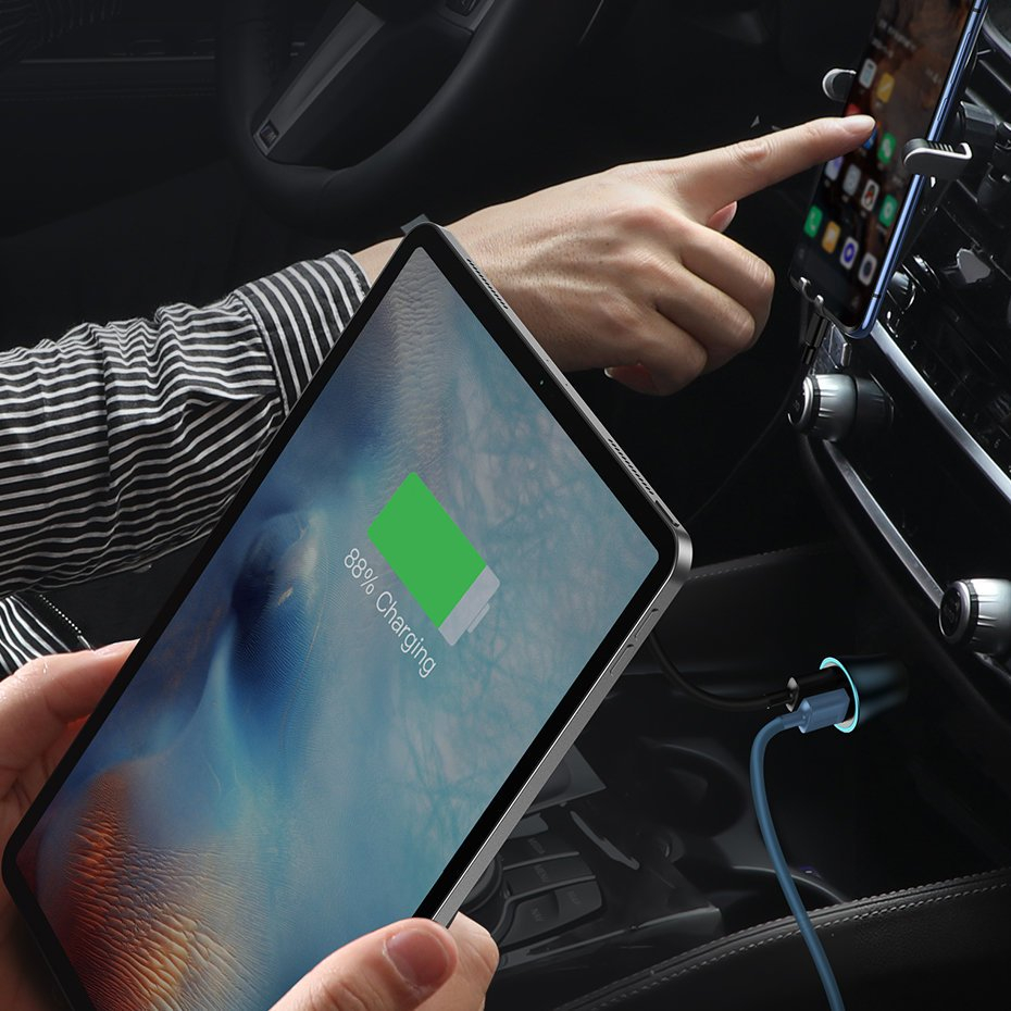 شارژر فندکی باسئوس مدل Golden Contactor به همراه کابل تبدیل USB-C