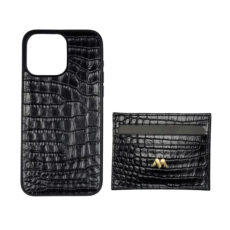 کاور مدل چرم طبیعی کروکودیل مناسب برای گوشی موبایل اپل Iphone 16 pro max به همراه جاکارتی