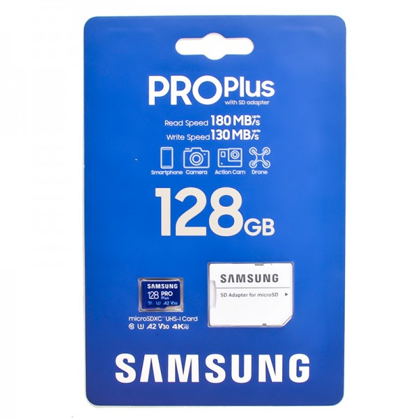 کارت حافظه microSDXC سامسونگ مدل Pro Plus کلاس 10 استاندارد UHS-I U3 سرعت 180MBps ظرفیت 128 گیگابایت