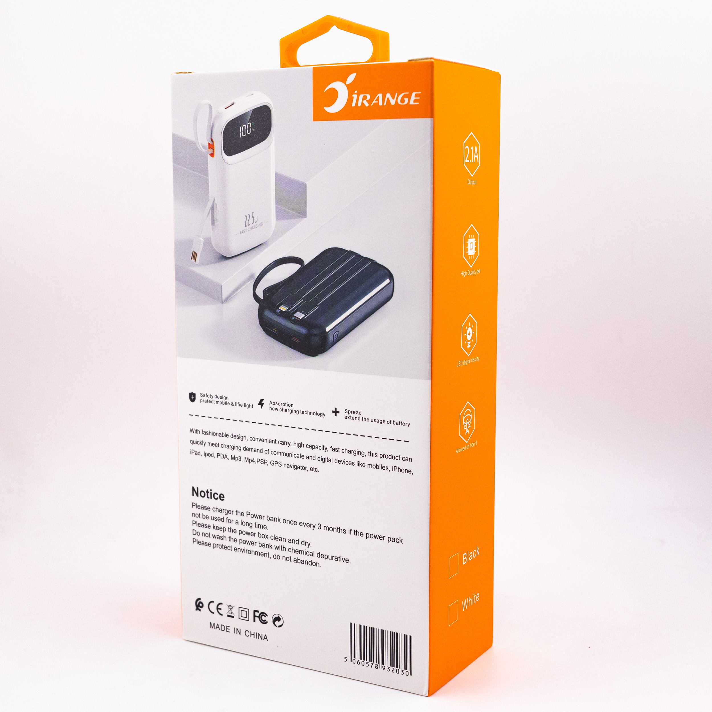 پاوربانک آیرنج مدل IR- D251 ظرفیت 20000 میلی‌آمپرساعت