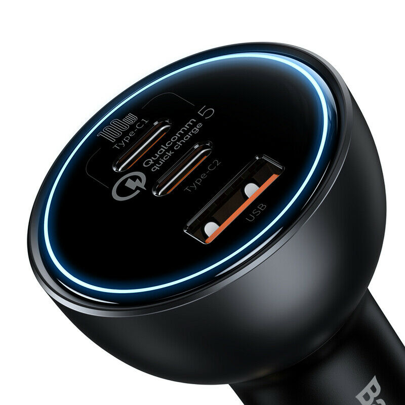 شارژر فندکی 100 وات باسئوس مدل TZCCZM-0G به همراه کابل USB-C