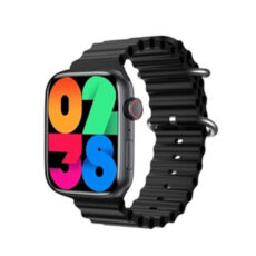 ساعت هوشمند مدل WS 77 MAX دارای قابلیت کنترل سطح اکسیژن خون و قابلیت مکالمه از طریق بلوتوث با بند سیلیکونی به همراه ایرپاد